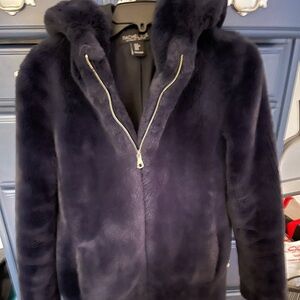 Rachel Zoe navy blue Teddy coat
